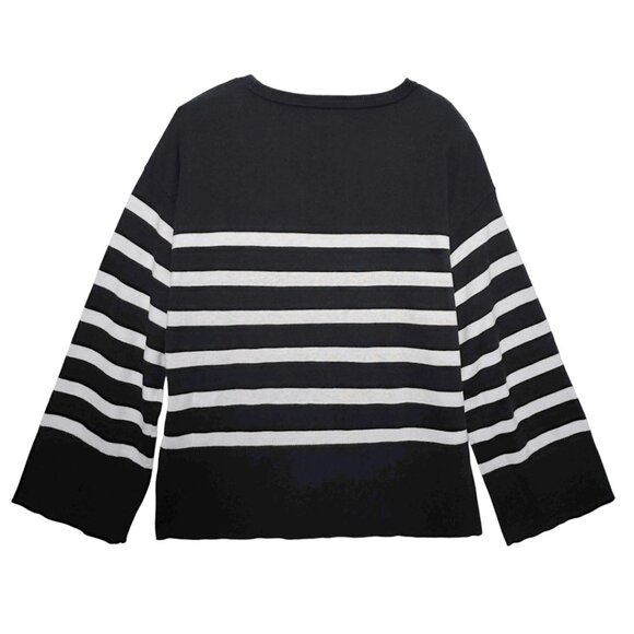 NWT KATE SPADE SOFT KNIT STRIPED CREWNECK SWEATER LOUNGE CLASSIC RESORT MED - Picture 4 of 11